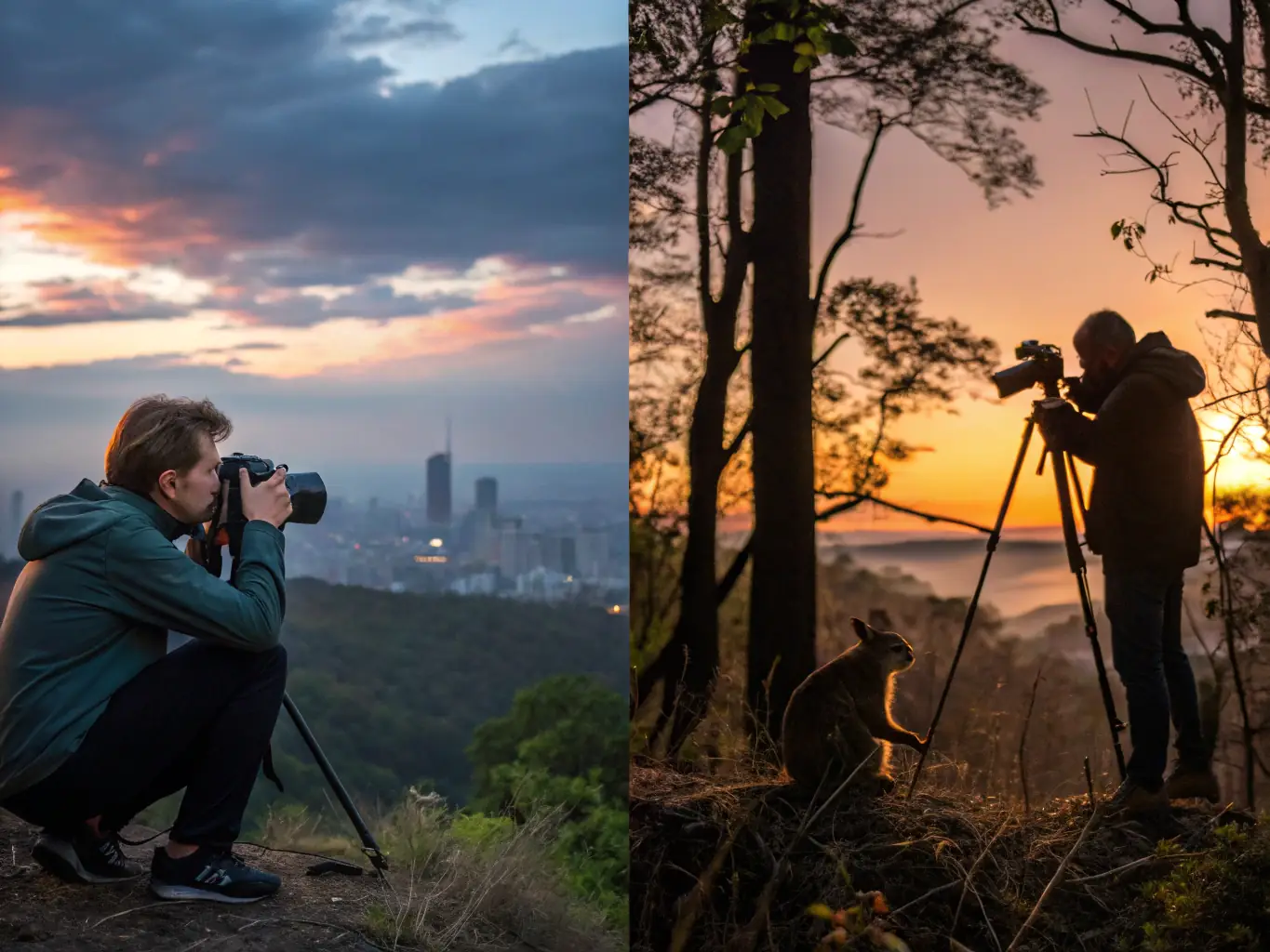 Photographers collaborating on a project, capturing images in an urban environment, demonstrating teamwork and creative problem-solving at ATELIER PHOTOGRAPHIQUE BRIVISTE.
