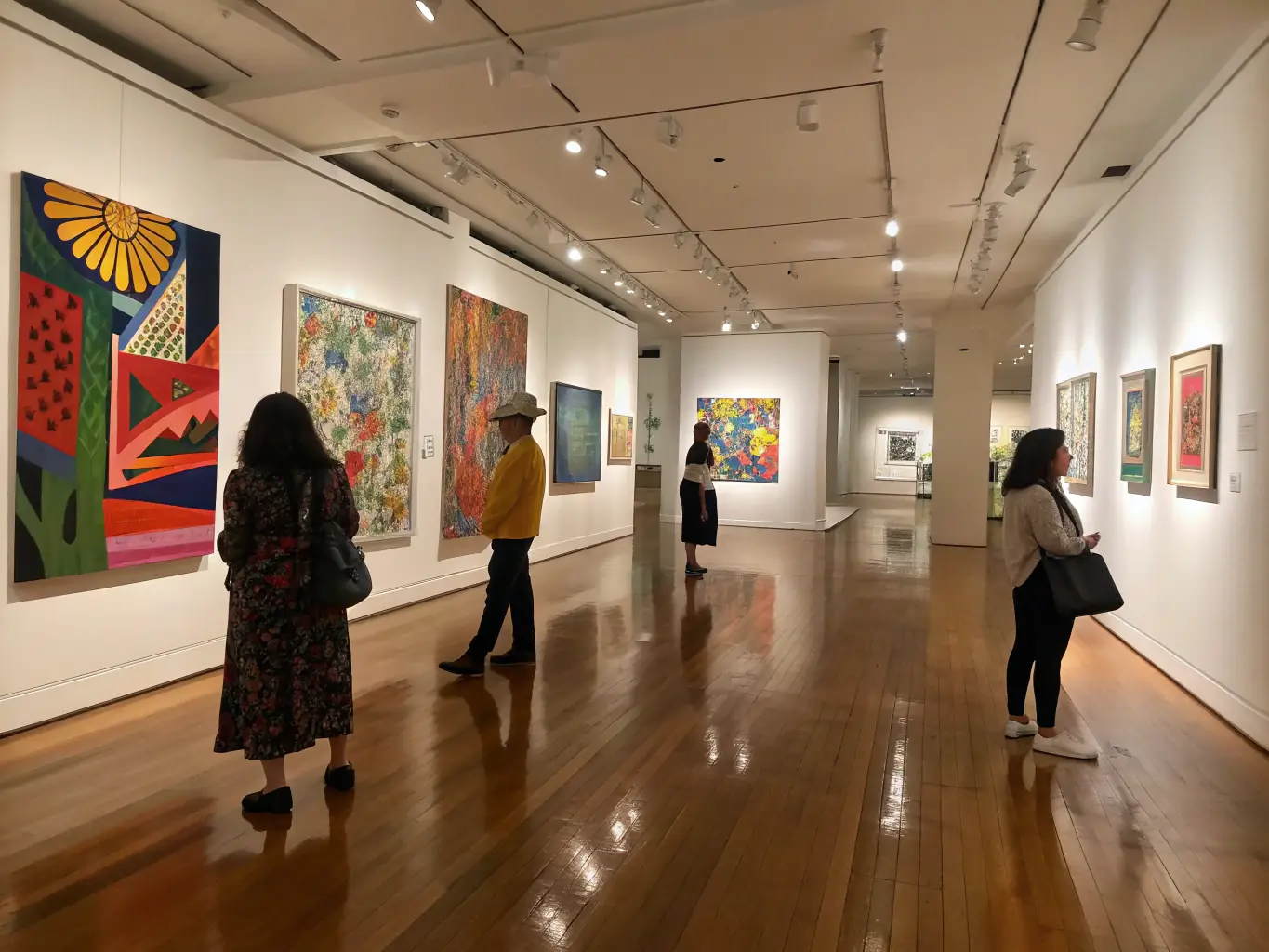 A vibrant exhibition showcasing the works of local photographers, with attendees admiring the diverse range of styles and subjects at ATELIER PHOTOGRAPHIQUE BRIVISTE.